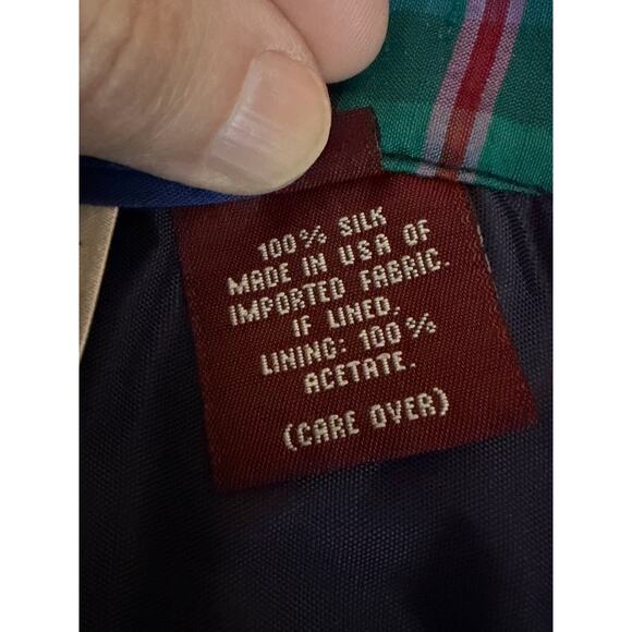 Vintage Susan Bristol 100% Silk Skirt Size 16 Plaid Pleated Blue Tartan Preppy - Picture 6 of 10